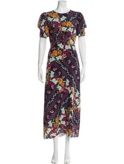 Pre-owned Saloni Silk Long Dress In Multi