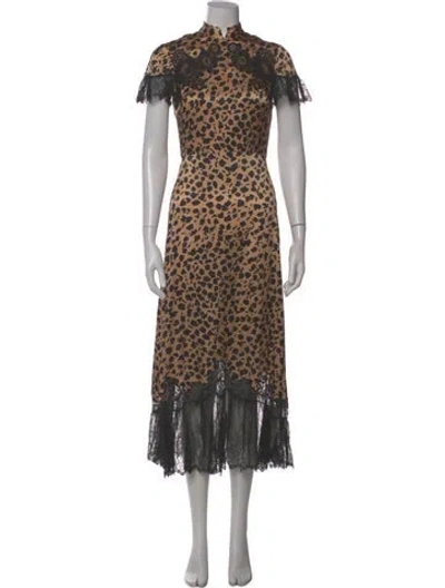 Pre-owned Saloni Silk Long Dress In Multi