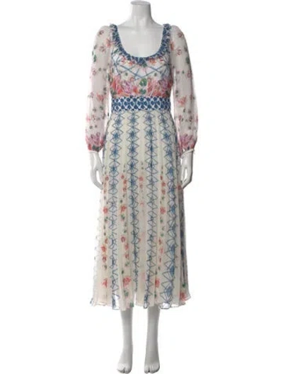 Pre-owned Saloni Silk Long Dress In Multi