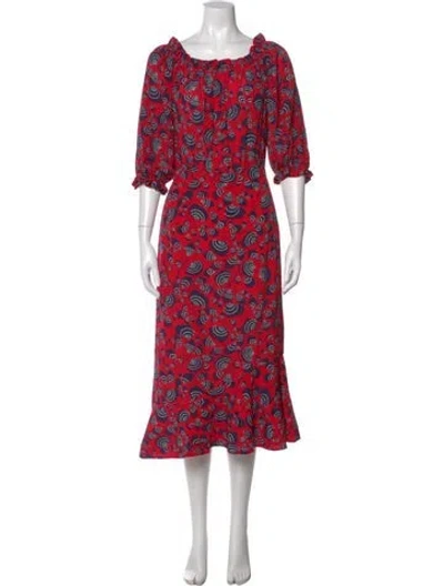 Pre-owned Saloni Silk Long Dress In Multi