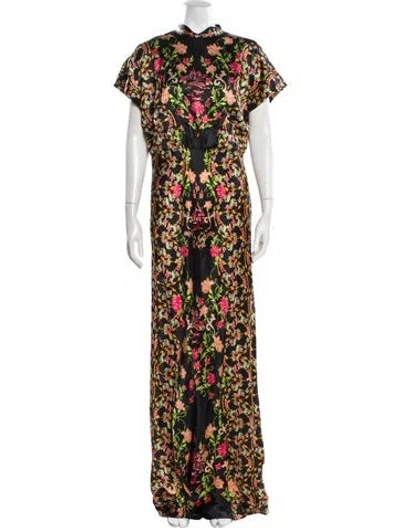 Pre-owned Saloni Silk Long Dress In Multi