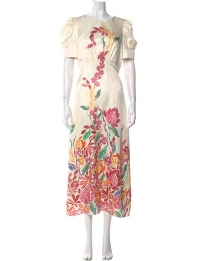 Pre-owned Saloni Silk Long Dress In Multi