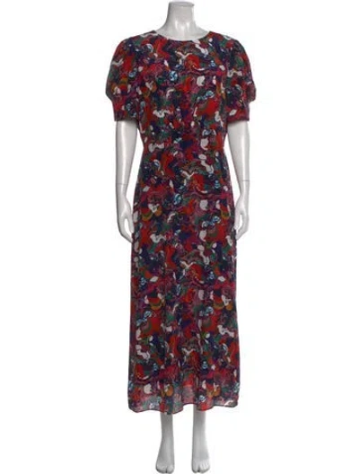 Pre-owned Saloni Silk Long Dress In Multi