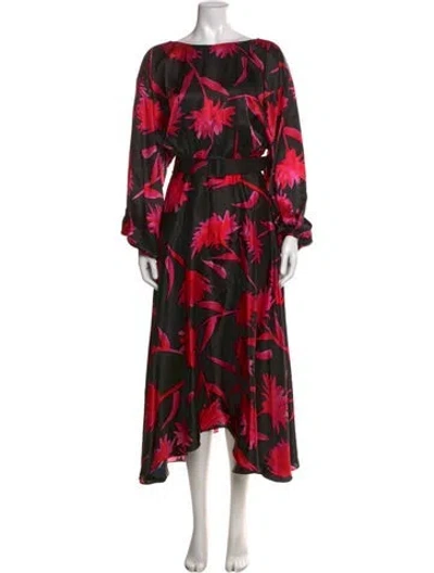 Pre-owned Saloni Silk Long Dress In Multi