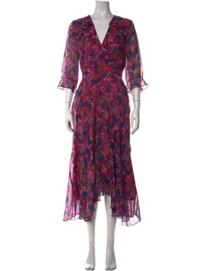 Pre-owned Saloni Silk Long Dress In Multi