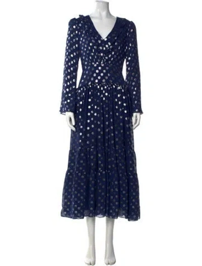 Pre-owned Saloni Silk Long Dress In Multicolor
