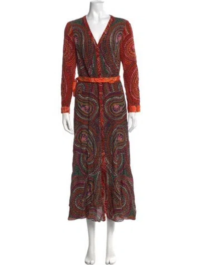 Pre-owned Saloni Silk Long Dress In Multicolor