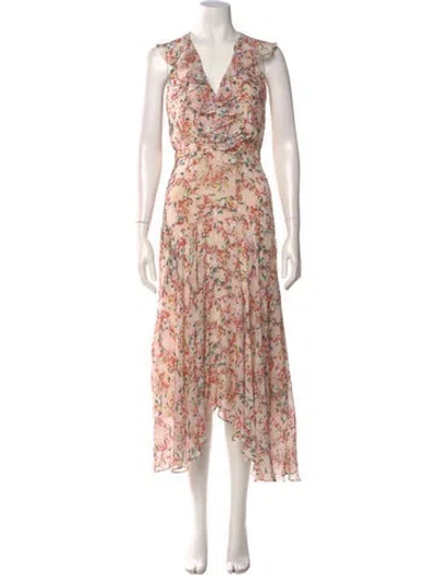 Pre-owned Saloni Silk Long Dress In Neutral