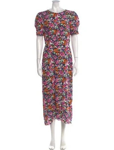 Pre-owned Saloni Silk Long Dress In Neutral