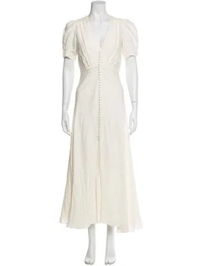 Pre-owned Saloni Silk Long Dress In Neutral