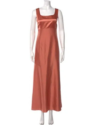 Pre-owned Saloni Silk Long Dress In Orange
