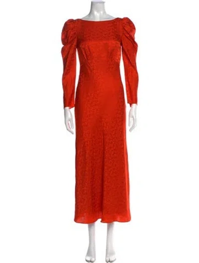 Pre-owned Saloni Silk Long Dress In Orange