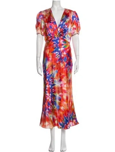 Pre-owned Saloni Silk Long Dress In Orange