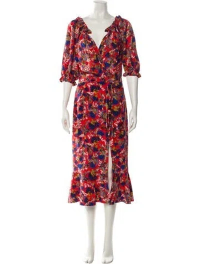 Pre-owned Saloni Silk Long Dress In Orange