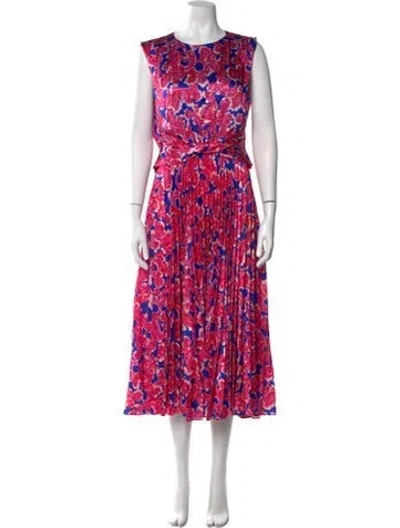 Pre-owned Saloni Silk Long Dress In Pink