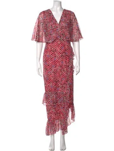 Pre-owned Saloni Silk Long Dress In Pink