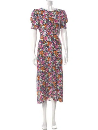 Pre-owned Saloni Silk Long Dress In Pink