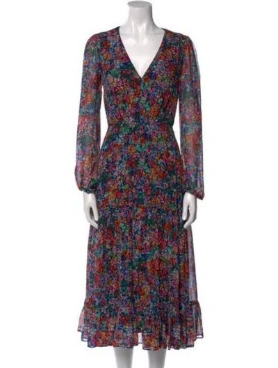 Pre-owned Saloni Silk Long Dress In Pink