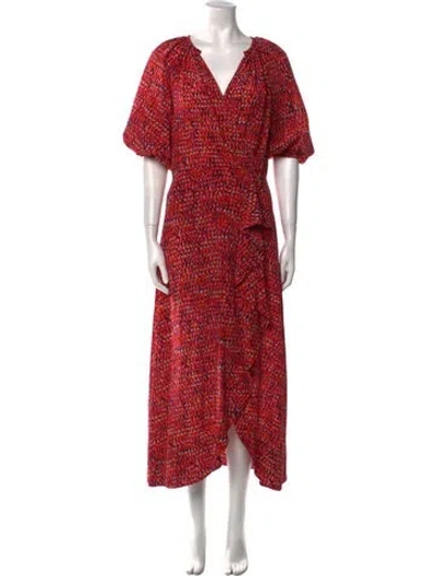 Pre-owned Saloni Silk Long Dress In Pink