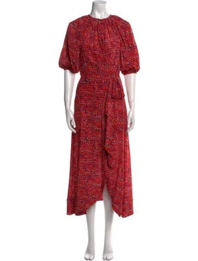 Pre-owned Saloni Silk Long Dress In Pink