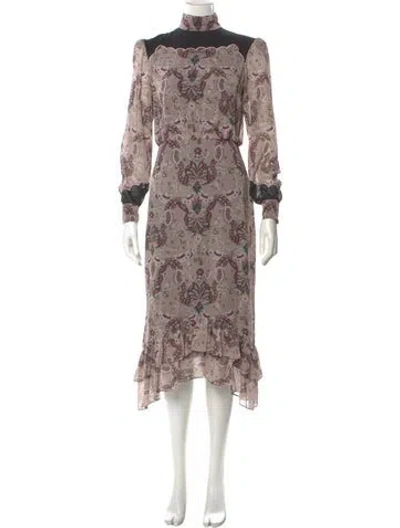 Pre-owned Saloni Silk Long Dress In Pink