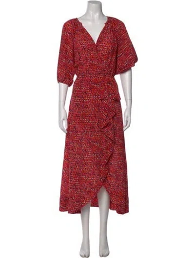 Pre-owned Saloni Silk Long Dress In Pink