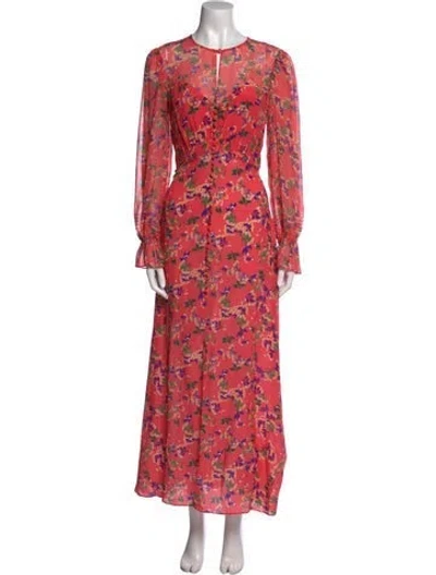Pre-owned Saloni Silk Long Dress In Pink