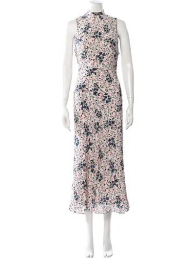 Pre-owned Saloni Silk Long Dress In Pink