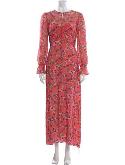Pre-owned Saloni Silk Long Dress In Pink