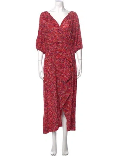Pre-owned Saloni Silk Long Dress In Pink