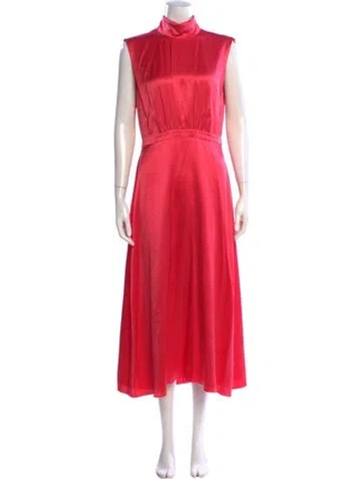 Pre-owned Saloni Silk Long Dress In Pink