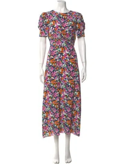 Pre-owned Saloni Silk Long Dress In Pink