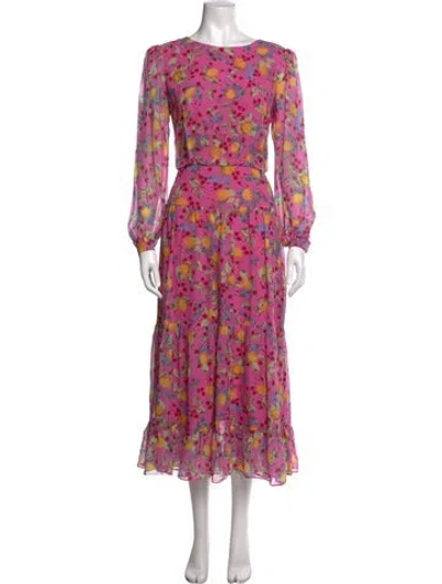 Pre-owned Saloni Silk Long Dress In Pink