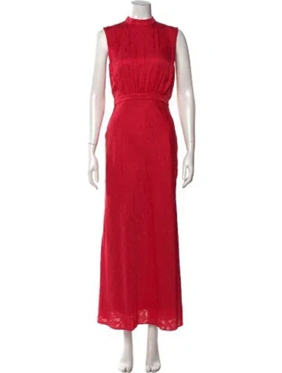 Pre-owned Saloni Silk Long Dress In Pink
