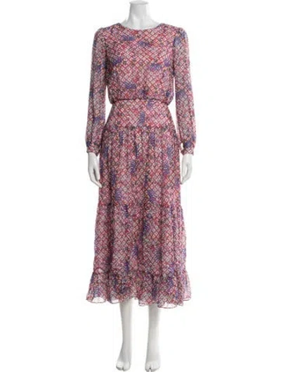 Pre-owned Saloni Silk Long Dress In Pink