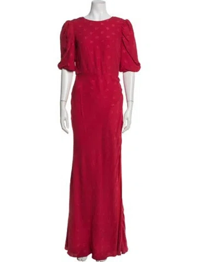 Pre-owned Saloni Silk Long Dress In Pink