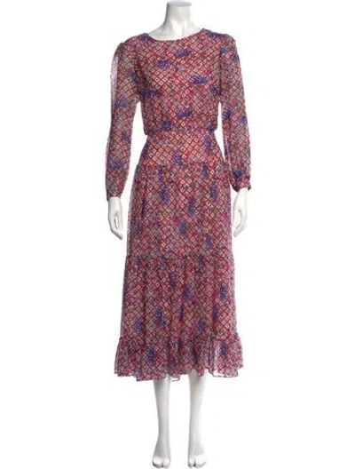 Pre-owned Saloni Silk Long Dress In Purple