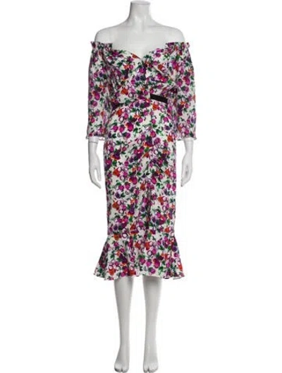Pre-owned Saloni Silk Long Dress In Purple