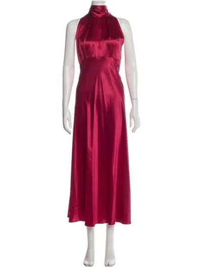 Pre-owned Saloni Silk Long Dress In Red