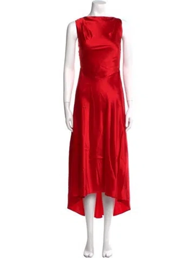 Pre-owned Saloni Silk Long Dress In Red