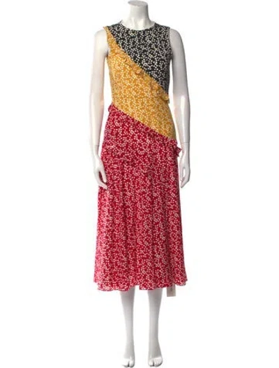 Pre-owned Saloni Silk Long Dress In Red