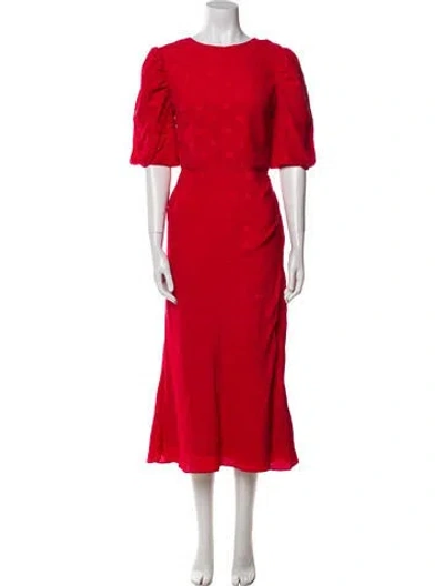 Pre-owned Saloni Silk Long Dress In Red