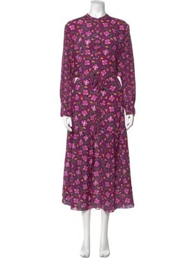 Pre-owned Saloni Silk Long Dress In Red