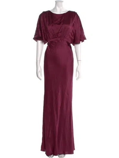 Pre-owned Saloni Silk Long Dress In Red