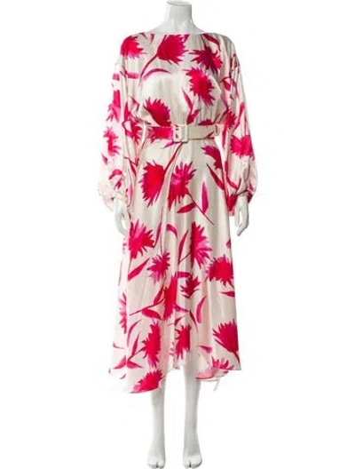 Pre-owned Saloni Silk Long Dress In Red