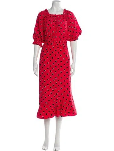 Pre-owned Saloni Silk Long Dress In Red