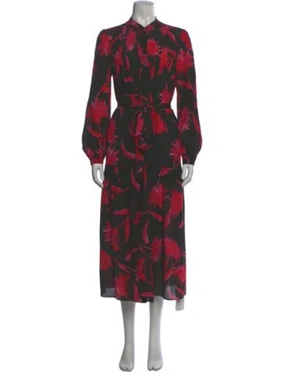 Pre-owned Saloni Silk Long Dress In Red