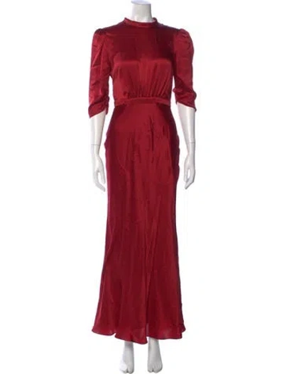 Pre-owned Saloni Silk Long Dress In Red