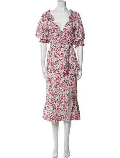 Pre-owned Saloni Silk Long Dress In Red