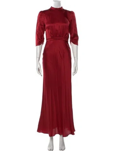 Pre-owned Saloni Silk Long Dress In Red